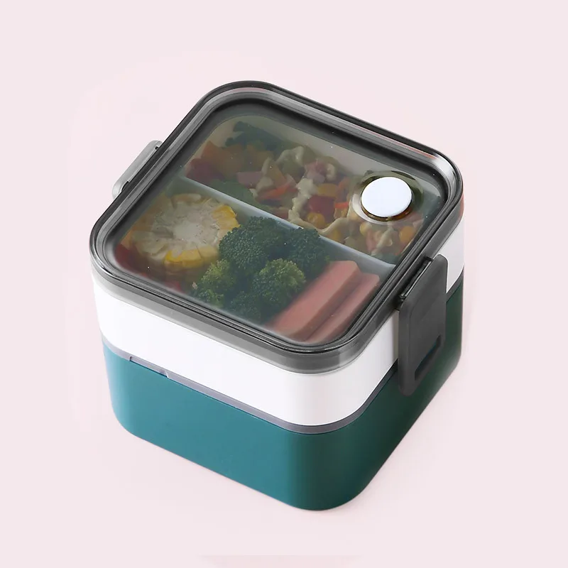 

Lunch Box Separate Type Double-Layer Bento Box Matte Cover Microwave Heating Possible Portable Bento For Student Office Worker