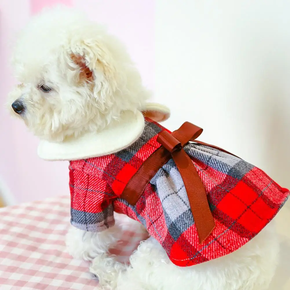 

Casual Eye-catching Dog Winter Princess Dress Washable Pet Winter Clothes Bow-knot Decor for Outdoor