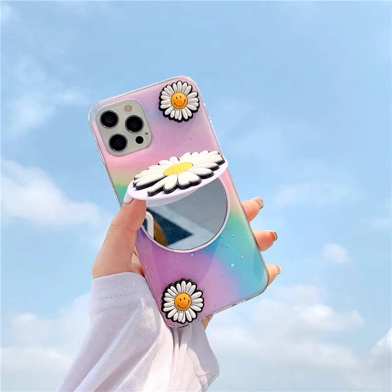 

3D Daisy Mirror Fashion Glitter Anti-fall Shell Protective Cover Phone Case For XiaoMi Poco M3 A3 10T CC9E Pro Lite For Redmi 9C