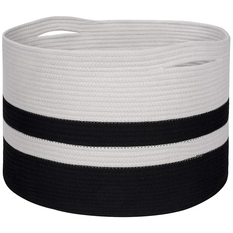 

HOT-Decorative Woven Cotton Rope Basket Laundry Basket Baby and Dog Toy Storage Basket Children Laundry Basket Towel Basket
