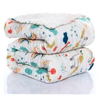 Хлопковое муслиновое одеяло с единорогом, 6 слоев, детское летнее одеяло, покрывало для коляски, банное полотенце, детское одеяло