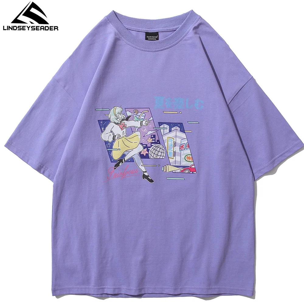 

LINDSEY SEADER Men's T-shirt Hip Hop Oversized Print 2021 Casual Harajuku Streetwear Summer Short Sleeve cotton Tops Tee Tshirt