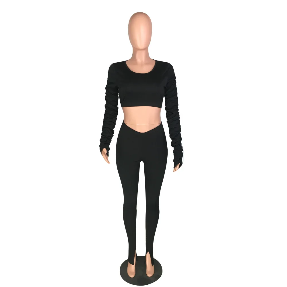 

Autumn 2 Piece Set Women Casual Sportswear Long Sleeve trousers Tracksuits Fashion Workout Sets Women's clothing Short T-shirt