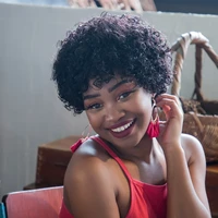 pixie cut jerry curly human hair wig short bob wig full machine made cheap human hair wigs for black women with free shipping