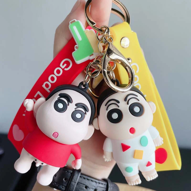

New fashion cute crayon Shinchan three-dimensional keychain creative cartoon mobile phone handbag car pendant fun keychain
