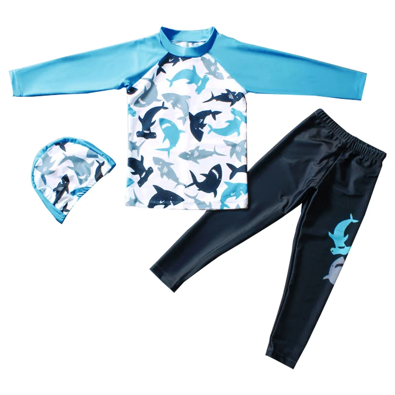 Детский купальник из двух предметов с дельфином длинным рукавом защитой от сыпи