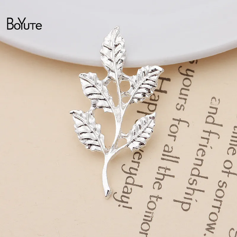 Silver-20x42.5MM BoYuTe(20 Pieces/Lot) Metal Alloy 40*34MM Maple Leaf Materials Vintage Hand Made Diy Jewelry Accessories Wholesale - Цвет: Silver-20x42.5MM