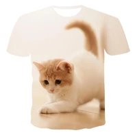 2021 new hot sale european style short sleeve 3d printe men t shirt playful cat serie top factory direct sales overysized tshirt