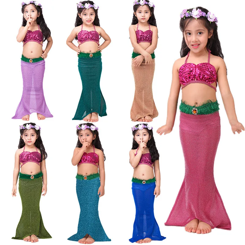 

Kids Mermaid swimsuit Mermaid Tail skirt 7 color styles Tube top with Fishtail trousers Christmas new