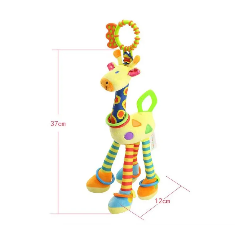 

Plush Infant Toys Baby Giraffe Animal Handbells Rattles Handle Toys Stroller Hanging Teether Baby Toys 0-12 Months