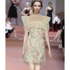 Женское кружевное мини-платье, с квадратным вырезом, украшенное цветами, кристаллами, бисером, летнее, легкое
