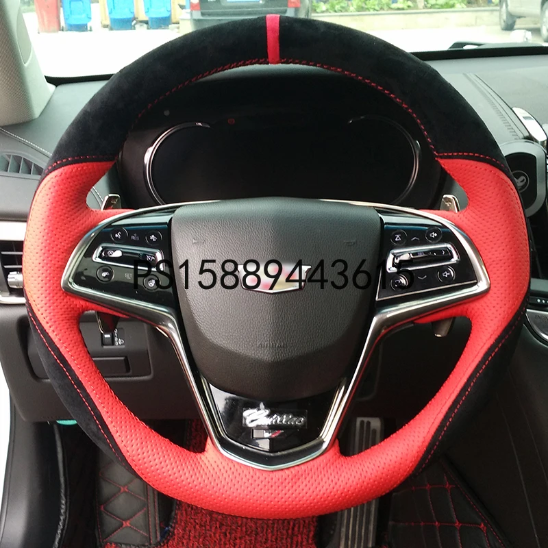 

DIY Leather hand sewn steering wheel cover for Cadillac ATSL CTS CT6 XTS SRX