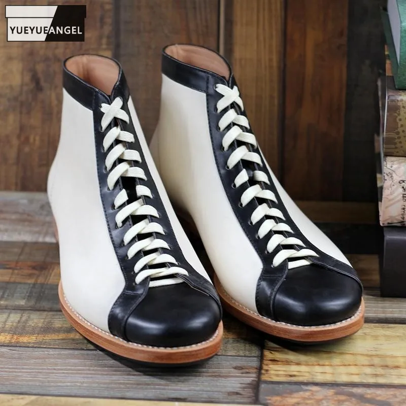 

Ботинки мужские высокие, 100% натуральная кожа, перекрестная шнуровка, мотоботы, черные, белые, в стиле ретро, 37-45