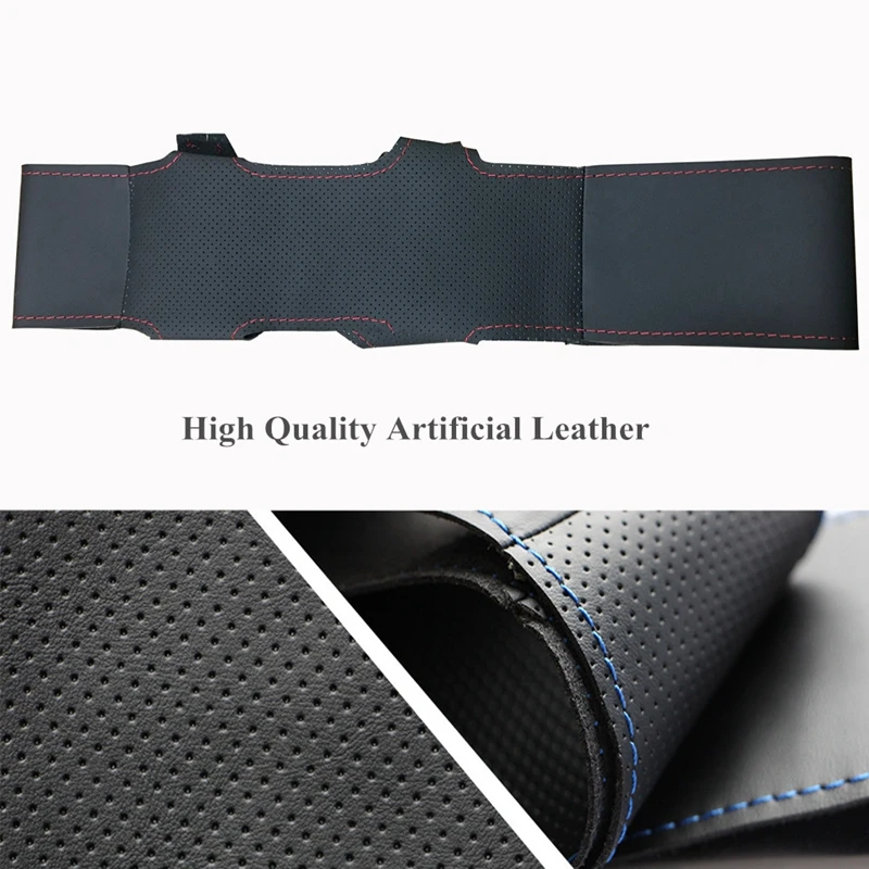 hand stitched black artificial leather diy car steering wheel cover for mitsubishi pajero sport 2004 montero sport 2004 free global shipping