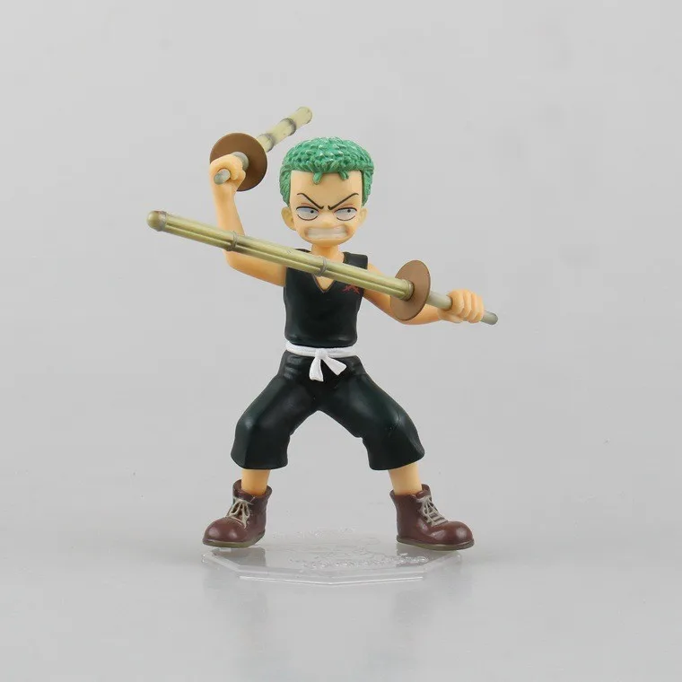 11 см аниме фигурка Zero ONE PIECE Roronoa Зоро детство черный бамбуковый меч Ver ПВХ Модель