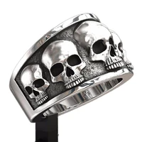 retro gothic punk style men rings trendy skull rings biker rock hip hop skeleton jewelry halloween accessories