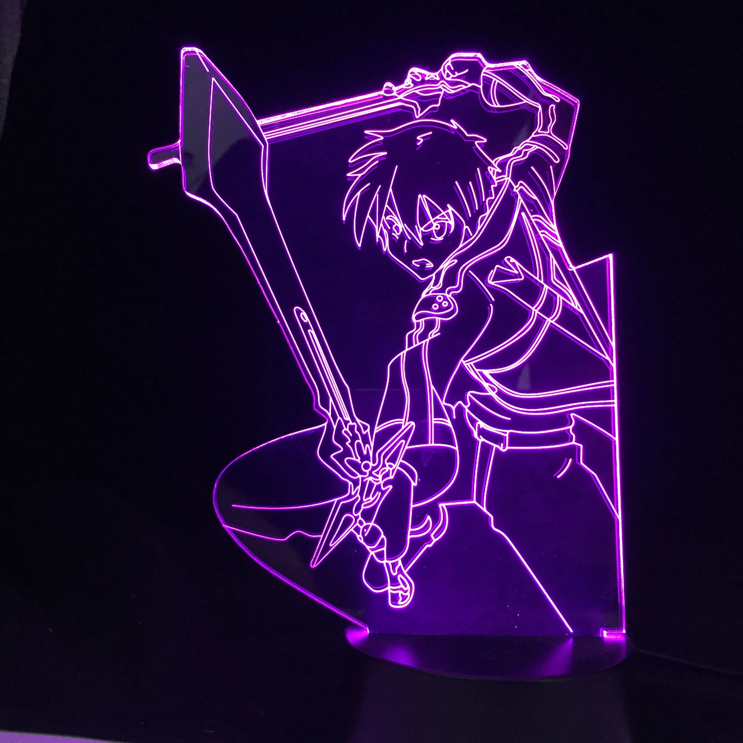 

Anime Sword Art Online Kirito Figure for Bedroom Decor Nightlight Birthday Gift Room Led Night Light Manga SAO 3d Led Night Lamp