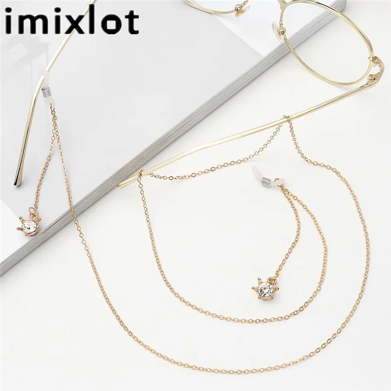 Imixlot золото Цвет с подвеской изображением короны очки цепь для женщин модная