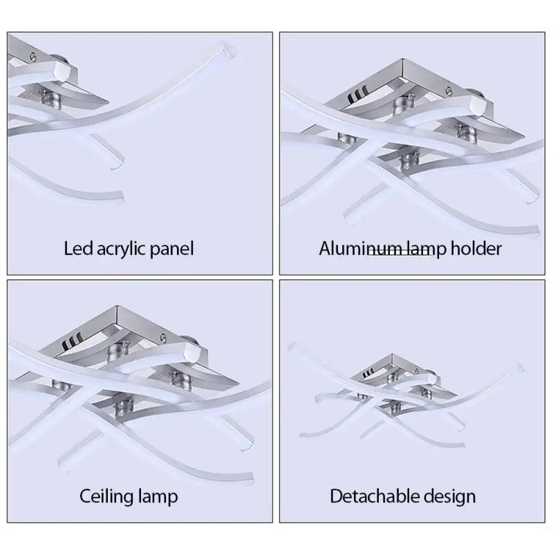 

12/18/24W LED Ceiling Lamp Three Or Four Prong Wave Living Room Wiring Light Bifurcation Shaped Chandelier Ceiling Lamp 110-220V