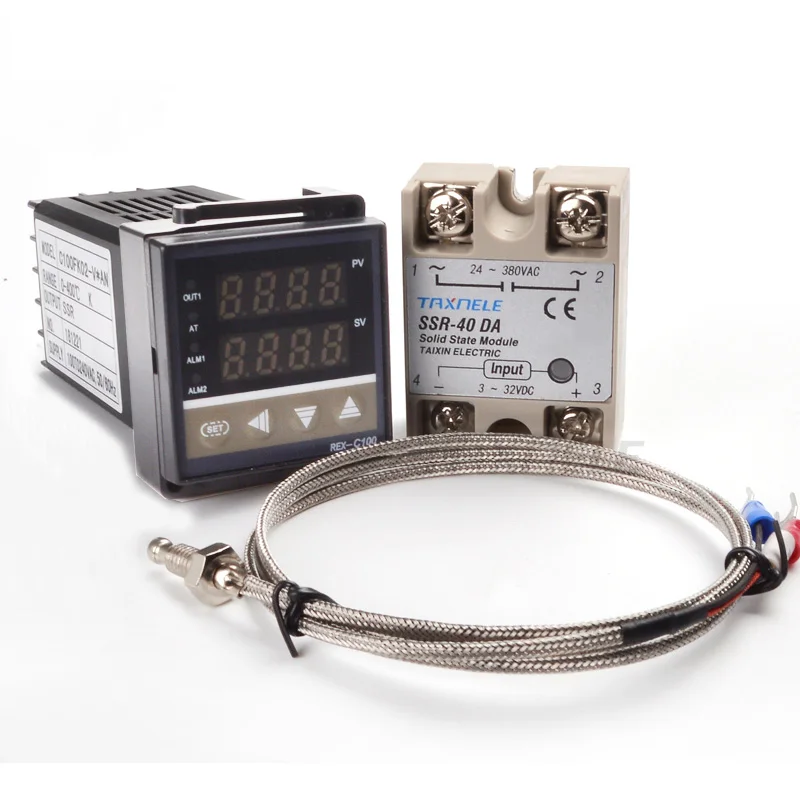 220V Цифровой Температура контроллер REX-C100 + Max.40A SSR реле K Тип регулятор температуры