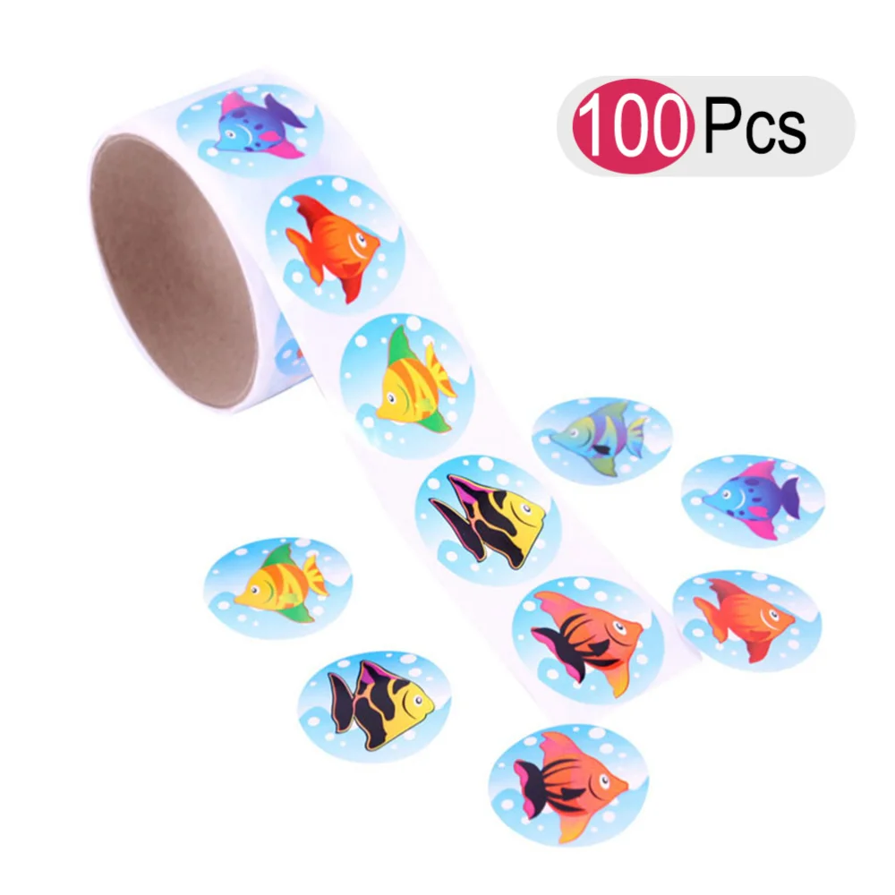 

1 Roll Colorful Fun Tropical Fish Stickers for Kids Great Party Favors Creative Reward Gift (100 Stickers)