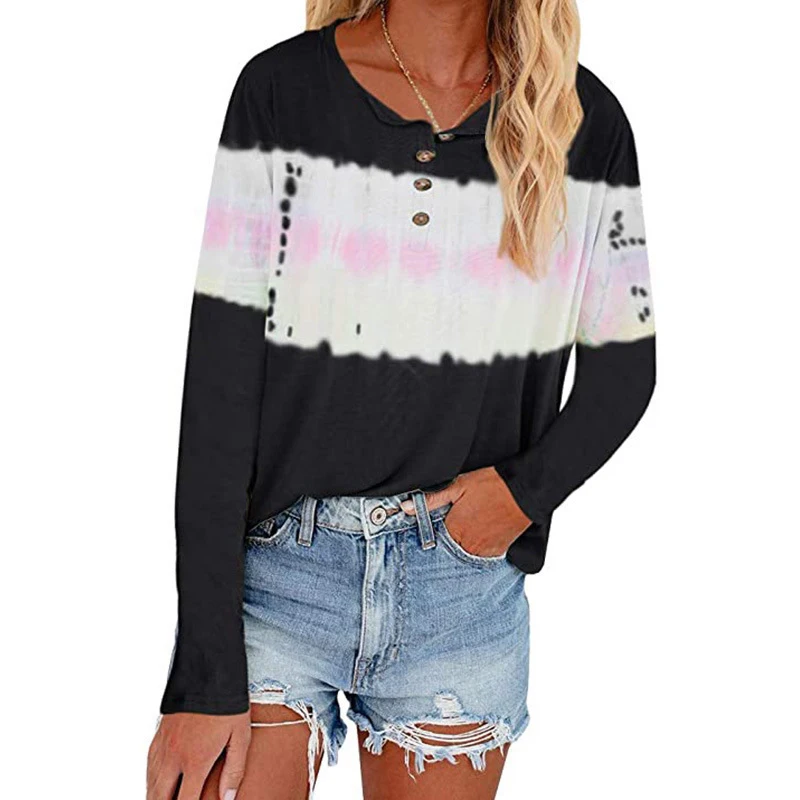 

Autumn Winter Women Fashion Long Sleeve Tops Casual Shirts Autumn Winter T-Shirts Gradient S-5XL