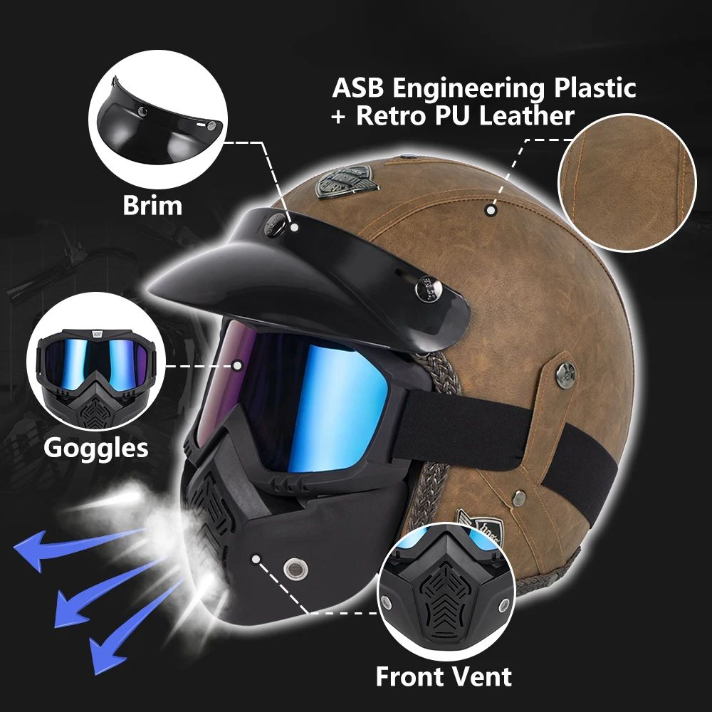 Шлем мотоциклетный в стиле ретро для Harley Davidson|Шлемы| |