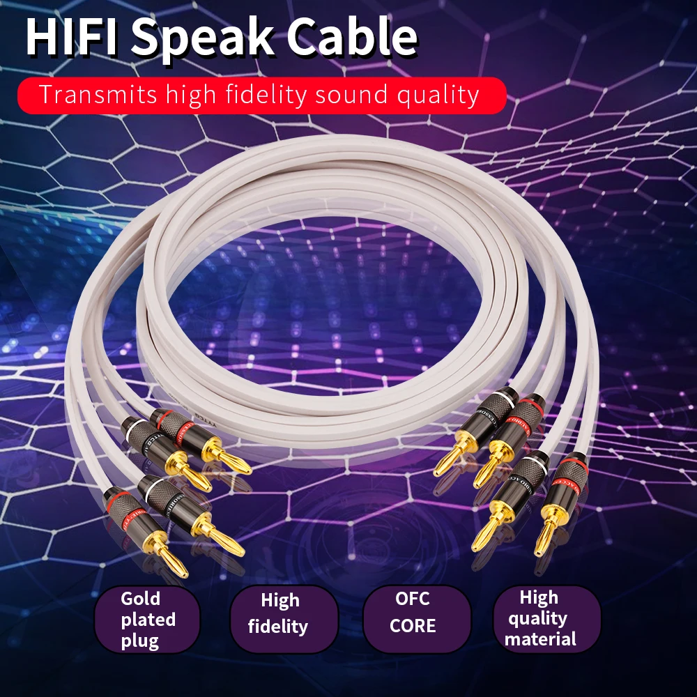 Hifi Speaker Cable with Banana Plug for Home Theater Amplifier Surround Sound System Gold plated Banana Audio Cable 1M 2M 3M 5M