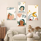 Женский абстрактный портрет, постер с принтом тропических растений, минималистичный скандинавский постер, Картина на холсте, настенное искусство, картина, Декор
