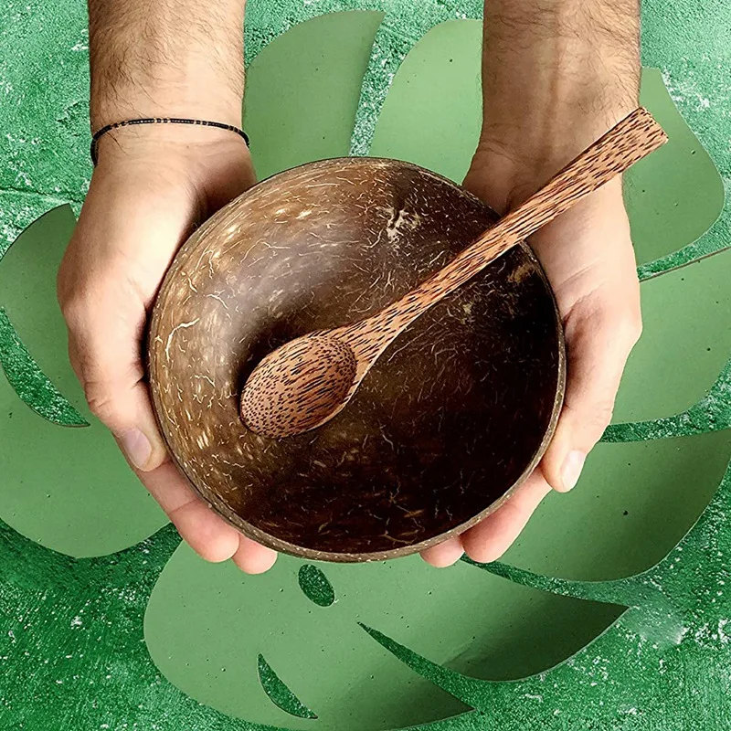 

Wooden Spoons Wood Coconut Palm for Shell Bowl Spoon for Eating Mixing Stirring Long Handle Spoon with Kitchen Utensil