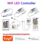Контроллер светодиодных лент Tuya, Wi-Fi RGB-контроллер для светодиодных лент, RGBW RGBWW, Alexa Google Home, 5 В, 12 В, 24 В