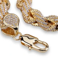 Full AAA CZ Zircon Paved Ice Out Twist Rope Link Chain Bracelets for Men Bling Rapper Jewelry Gold Silver Color