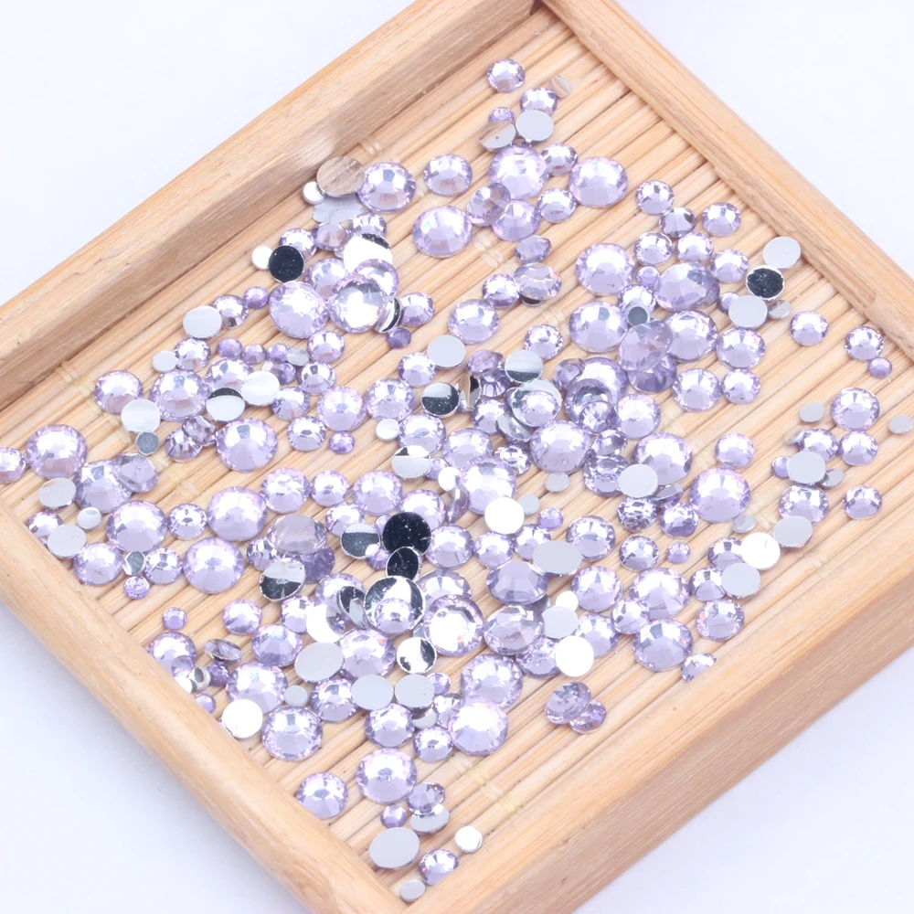 Светло фиолетовые стразы из смолы 2 6 мм круглые с плоским основанием без горячей