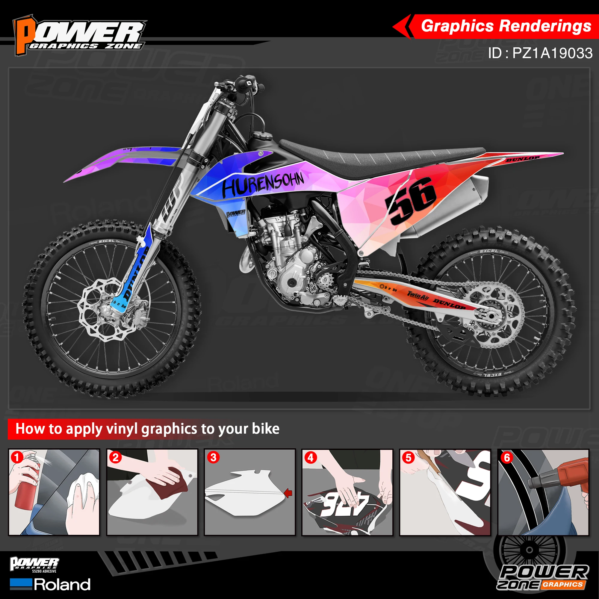 Персонализированные графические фоны PowerZone Team Набор наклеек для KTM SX SXF MX 19-20 EXC XCW