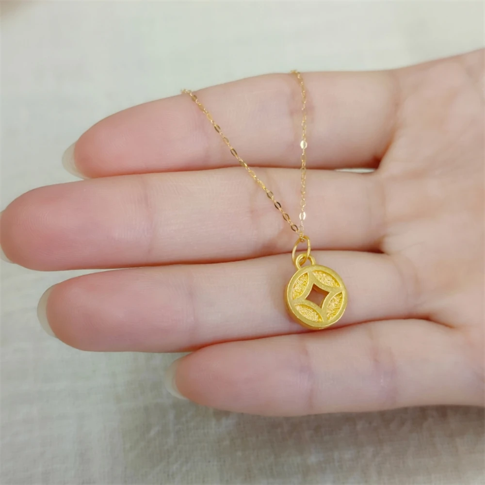 1 шт. Подвеска из настоящего желтого золота 24 К 3D подвеска в виде счастливой