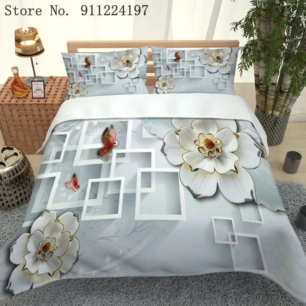 Домашний текстиль белый решетки пододеяльник наволочка цветок простыней