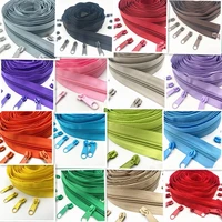 5 meters 5 4yard 5 20 colors long nylon coil zipper with 10pcs zipper slider for diy sewing clothing accessories