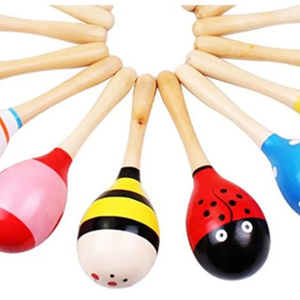 

Baby Toys Wooden Rattle Cute Mini Sand Hammer Maracas Musical Instrument Toys Kids Gifts