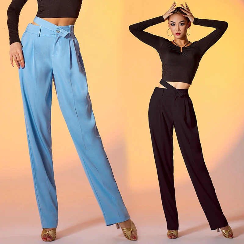 Брюки для латиноамериканских танцев женские Свободные тренировочные