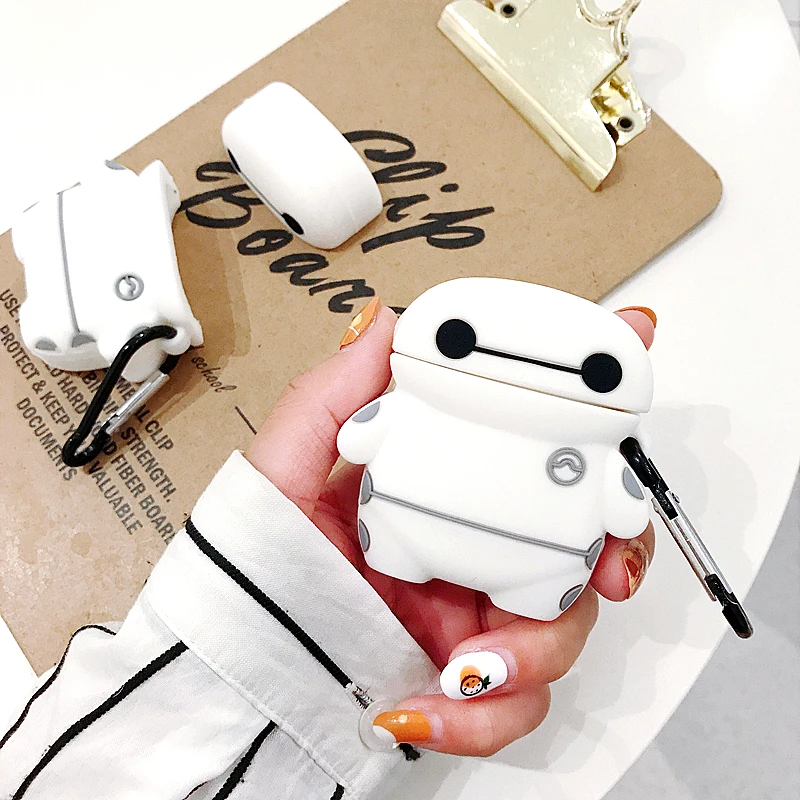 3D мультфильм большой герой 6 милый Baymax чехол для Air pods 1 2 Чехол для Apple Беспроводная bluetooth-гарнитура Airpods Силиконовые чехлы Funda