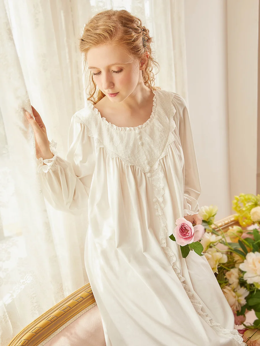 Nightgown Romantic Nightdress Elegant Autumn Women Loose Cute Long Princess Sleepwear Sleeve Night Gown Soft Comfortable | Женская