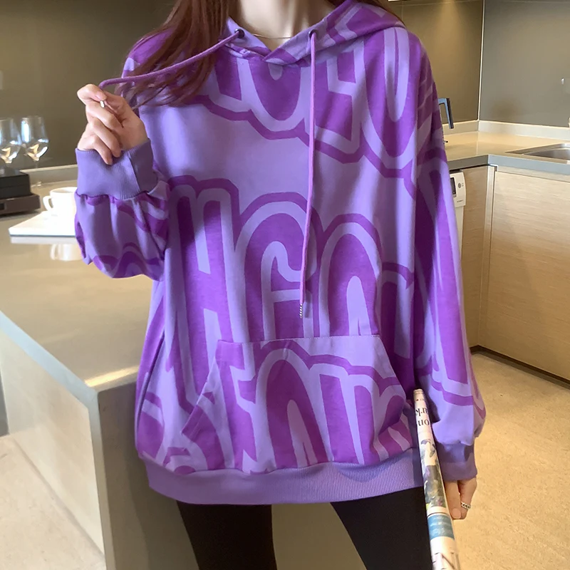 

Korean Style Oversized Hoodie Sweatshirt Women Tracksuit Casual Letter Hoodies Hip Hop Streetwear Pullover Autumn Winter 2021