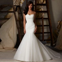 2021 mermaid wedding dresses sweetheart vestidos de noivas lace up back bridal dress dmj1603