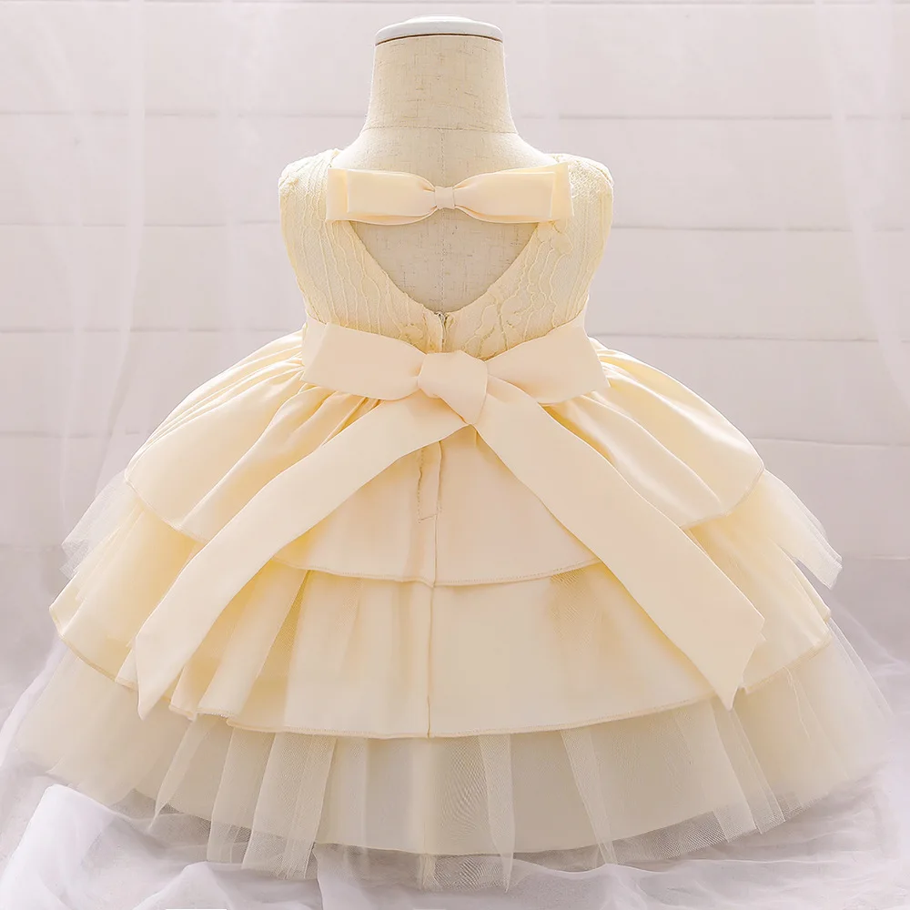 

2020 Lush Baby Girls Princess Dress Baptism Dresses for Girls 1st Year Birthday Trailing Party Christening Baby Infant Clothing
