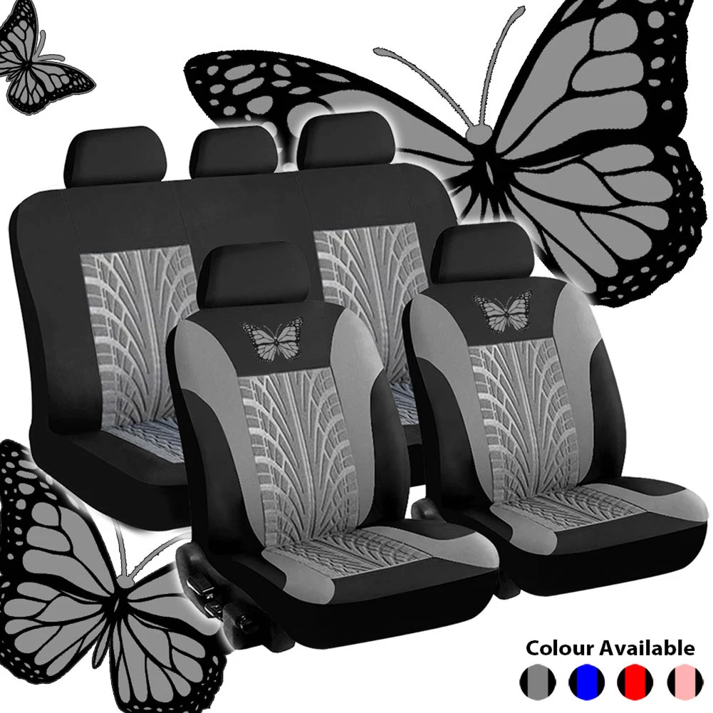 

General Car Seat Cover Set Butterfly-Pattern Embroidery Car Seat Cover Full Set Interior Accessories Auto Seat Cover
