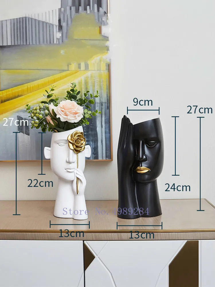 Творческая ваза из смолы абстрактный персонаж с головой человека скульптура