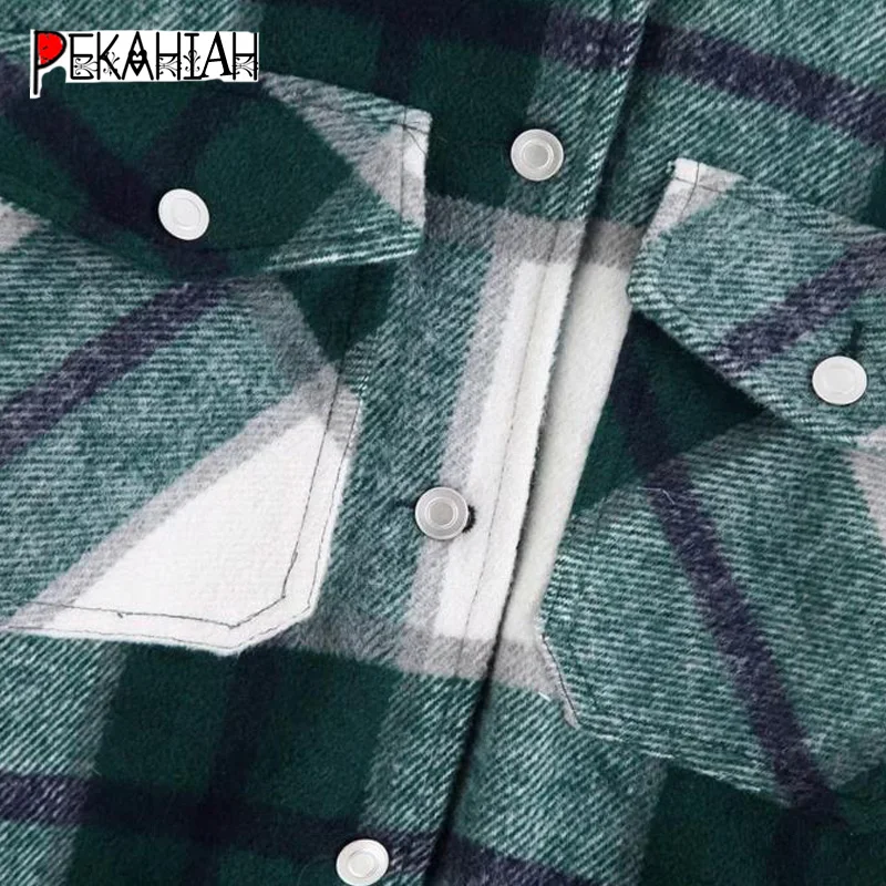 Модная зеленая красная клетчатая куртка для женщин, зимнее пальто с длинными рукавами, офисные пальто и куртки, женская Свободная куртка Бомбер, куртка