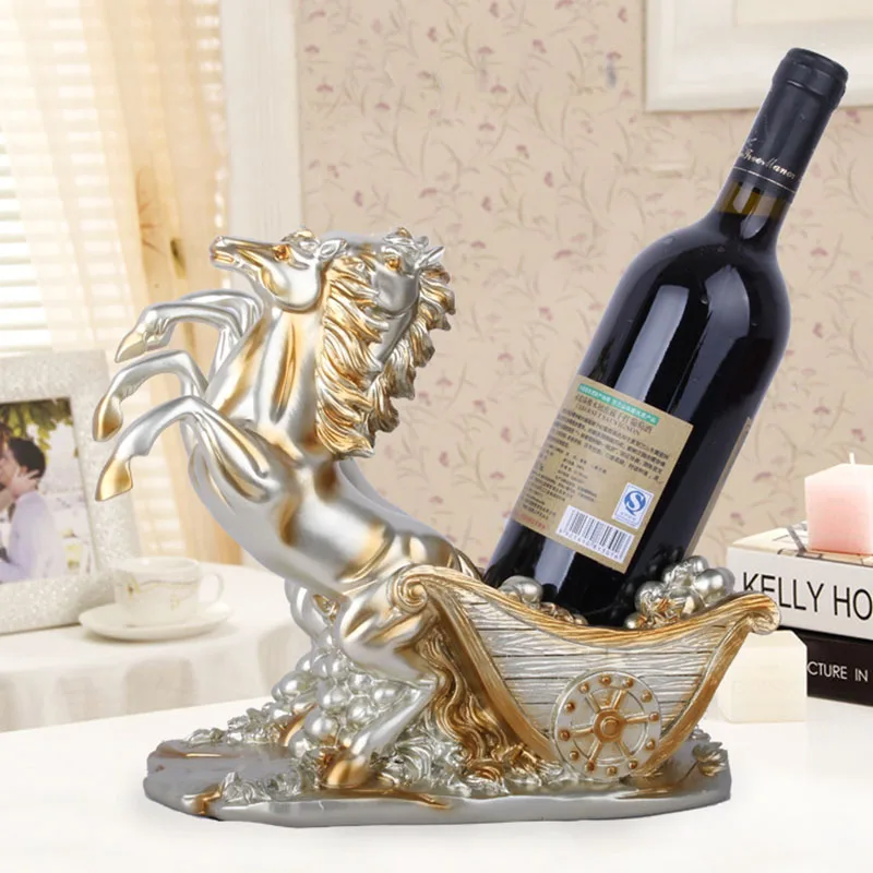 

Home Decoration Red Wine Rack Creative Double House Statue Living Room Display Ornaments Wine Holder Animal Sculpture Artware