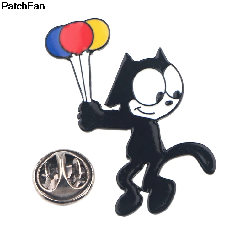 

A2489 Patchfan kawaii black cat Zinc Charm Cartoon Pins para Shirt Coat Brooches Clothes backpack Accessory metal Jewelry Badges