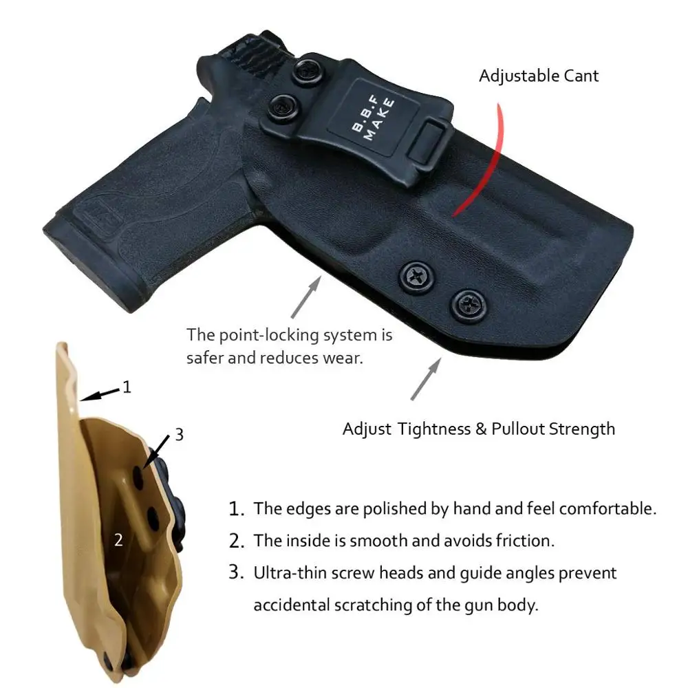 B.B.F Make IWB Тактический KYDEX пистолет кобура: S & W M P 380 EZ внутри скрытого ношения кобура